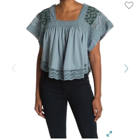 Free People Tops - Free People Lace Square Neckline Blouse